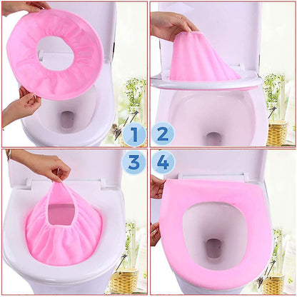 Bathroom Soft Thicker Warmer Stretchable Washable Cloth Toilet Seat Cover Pads (1pc)