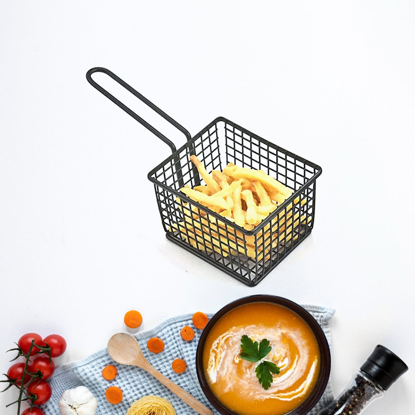 frying baskets for chips Stainless Steel Snack Basket Potato Mesh Strainer Basket French Fries Food Basket Food Strainer Cooking Tools frying basket