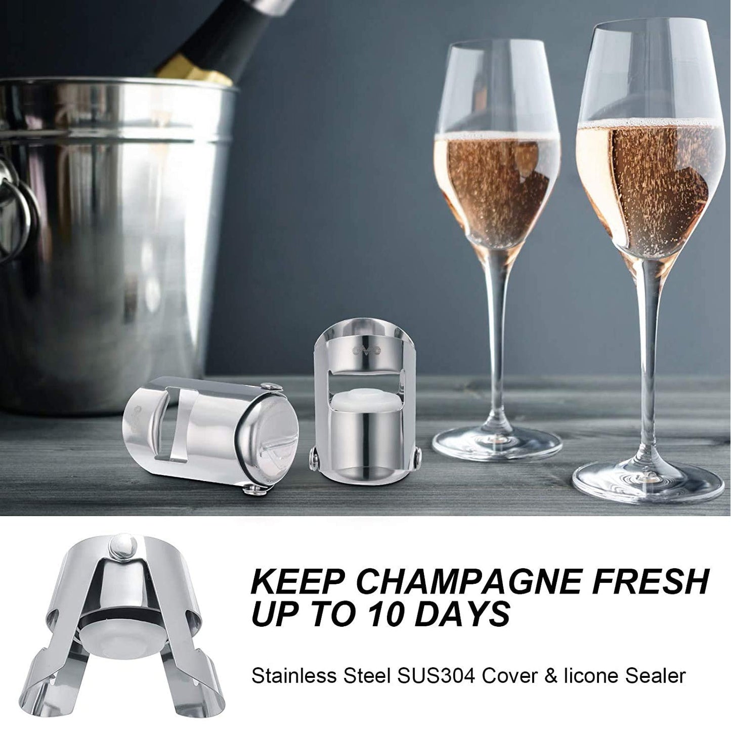 Stainless Steel Sealed Sparkling Champagne Bottle Stopper Big size