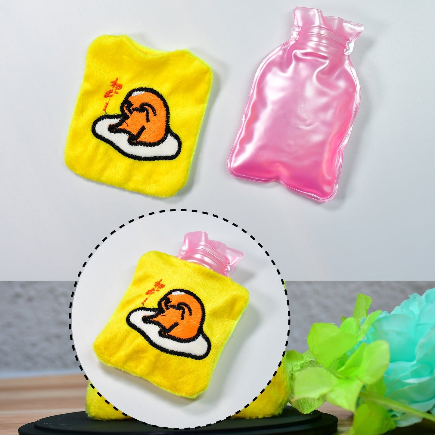 Yellow Duck Head Small Hot Water Bag with Cover for Pain Relief, Neck, Shoulder Pain and Hand, Feet Warmer, Menstrual Cramps