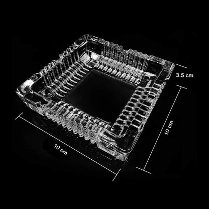 Square Glass Misti Crystal Quality Cigar Cigarette Ashtray Round Tabletop for Home Office Indoor Outdoor
