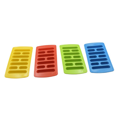 Easy to Release Flexible 10 Cubes ice Tray Easy Pop Out Flexible Plastic Long Stick Kit kat Shape Pack of 4 Pcs