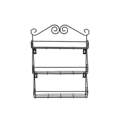 Big Wall Mounted Iron Wall Shelf with 3 Storage Racks for Kitchen, Pantry, Cabinet, Counter top or Free Standing, Rack Holder for Kitchen