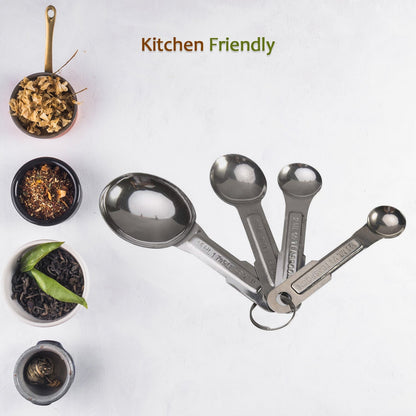 Stainless Steel Measuring Spoons, 4pcs / set Durable Anti Rust Measuring Spoon Set Universal for Kitchen Baking