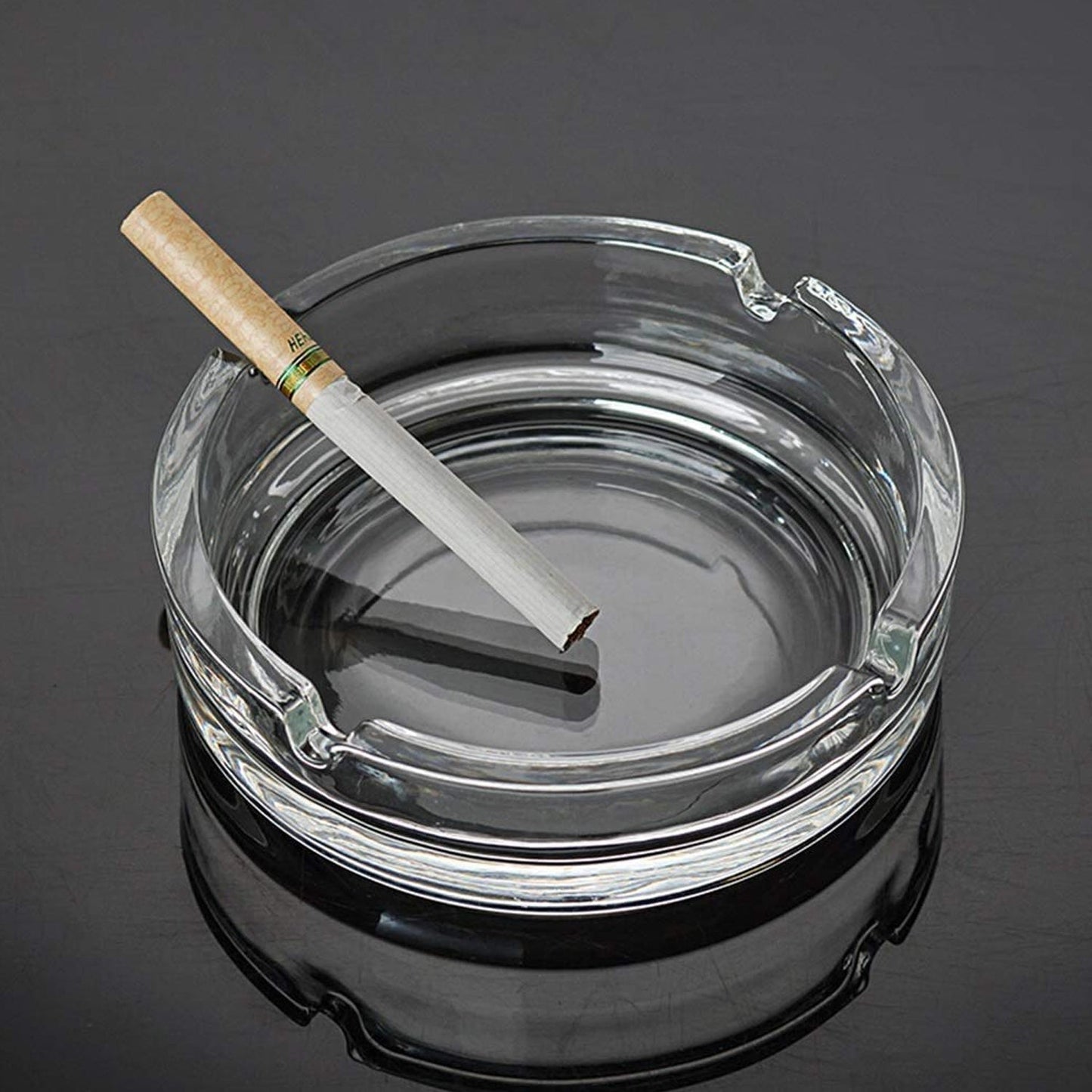 Glass Classic Crystal Quality Cigar Cigarette Ashtray Round Tabletop for Home Office Indoor Outdoor Home Decor