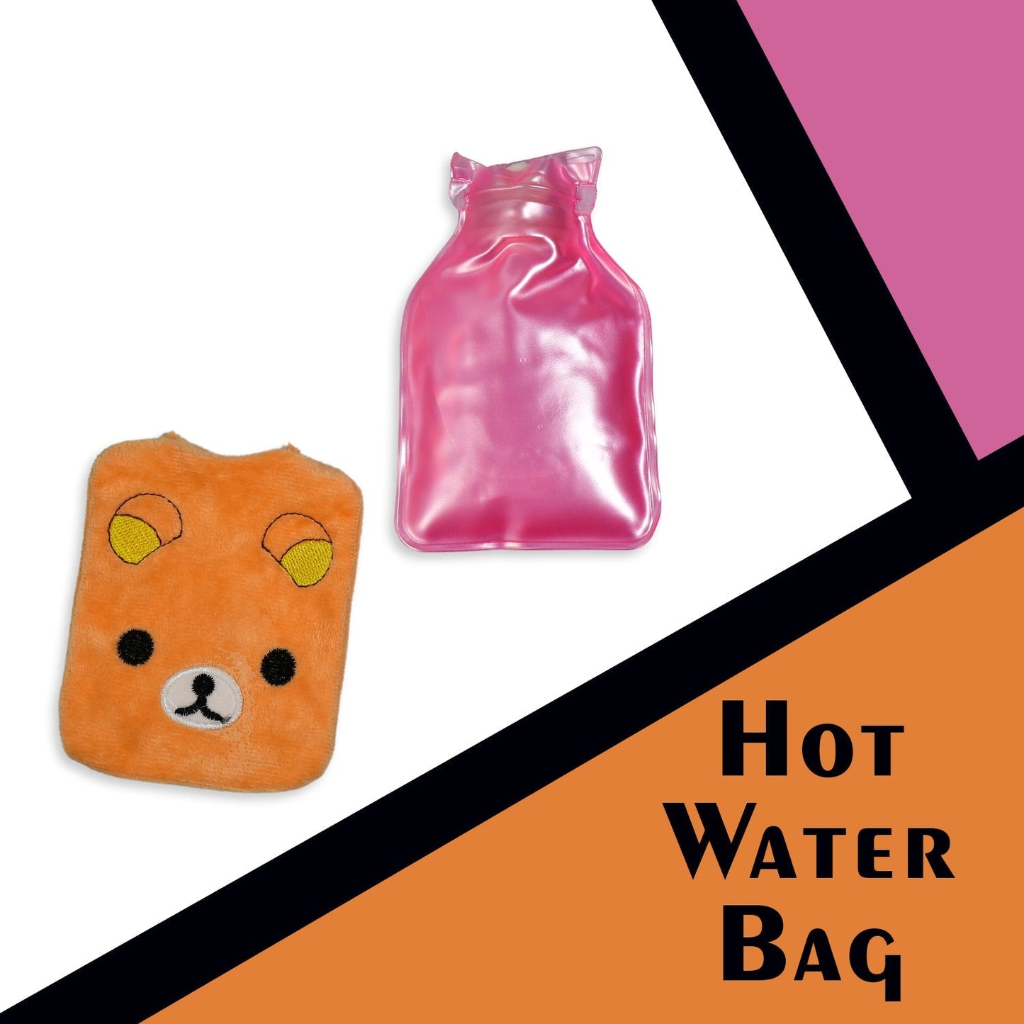 Orange Panda small Hot Water Bag with Cover for Pain Relief, Neck, Shoulder Pain and Hand, Feet Warmer, Menstrual Cramps
