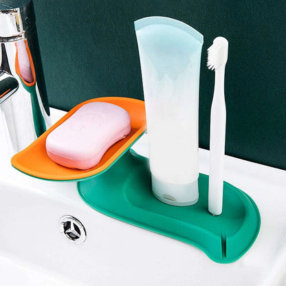Plastic Double Layer Soap Dish Holder, Decorative Storage Holder Box for Bathroom, Kitchen 2 Pcs Pack