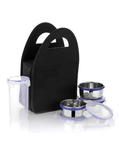 Compact Stainless Steel Airtight Lunch Box Set - 4 pcs (3 Containers 1 Bottle)