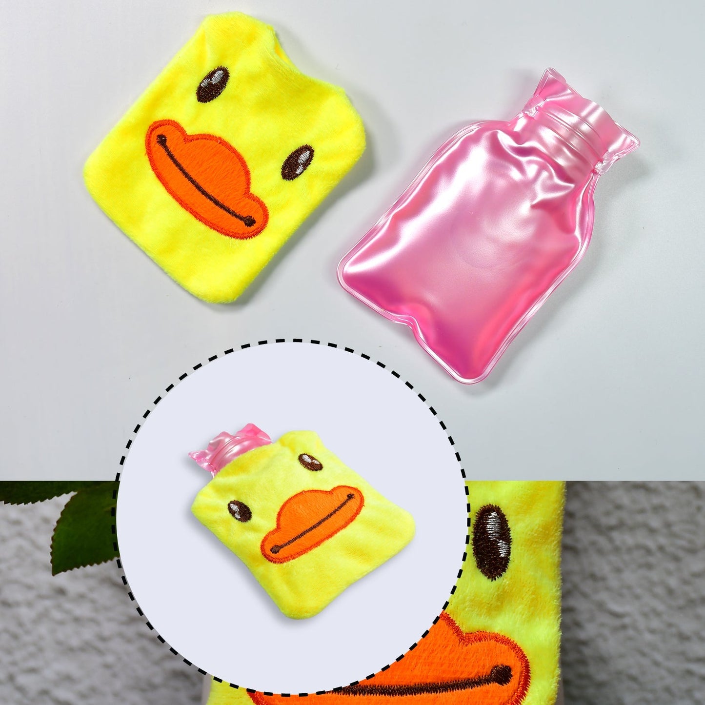 Yellow Duck small Hot Water Bag with Cover for Pain Relief, Neck, Shoulder Pain and Hand, Feet Warmer, Menstrual Cramps